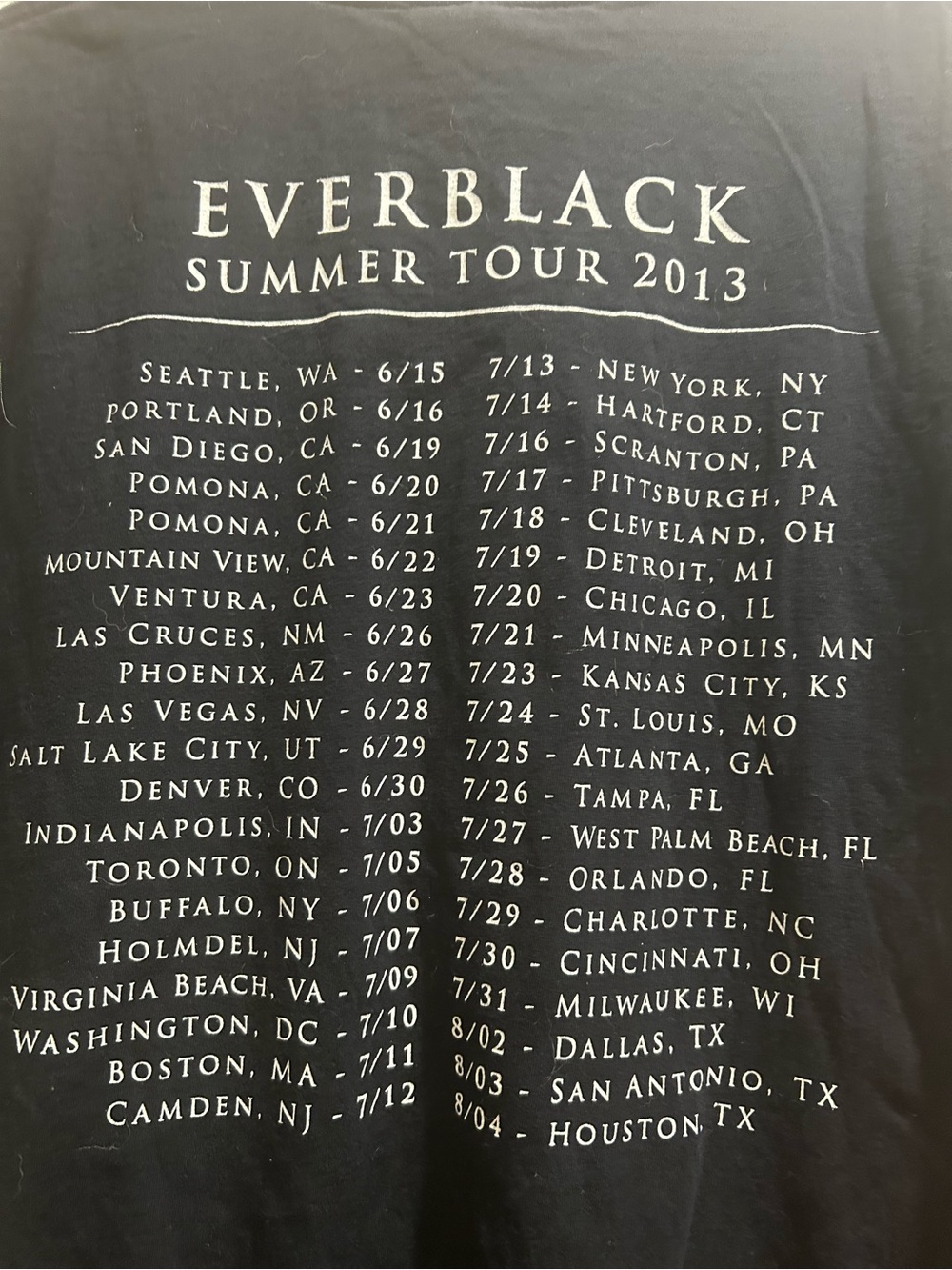 The Black Dahlia Murder Everblack 2013 Tour Shirt View 5